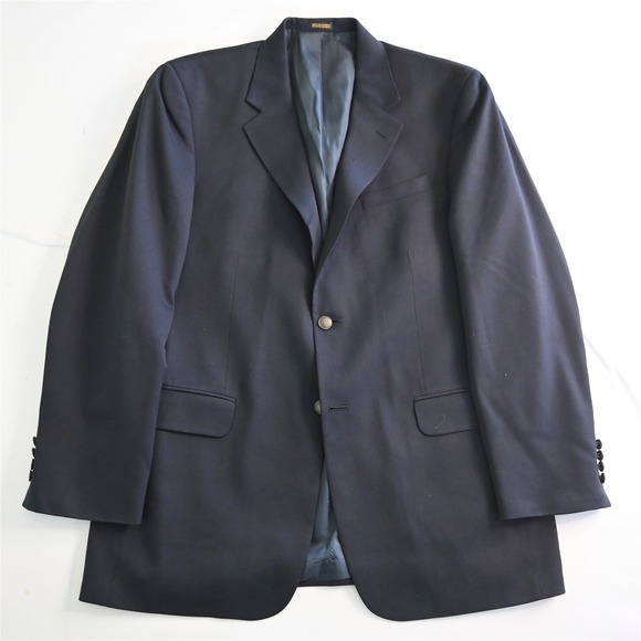 Stafford 42L Navy Blue Executive Wool‎ Gold Button Suit Jacket Blazer Sport Coat